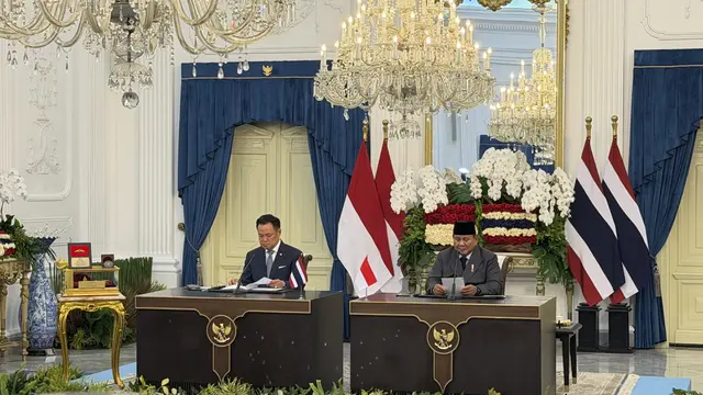Pertemuan bilateral Presiden Prabowo dengan Perdana Menteri (PM) Thailand, Anutin Charnvirakul di Istana Merdeka, Jakarta, Senin (3/8/2026). (Liputan6.com/Lizsa Egeham).