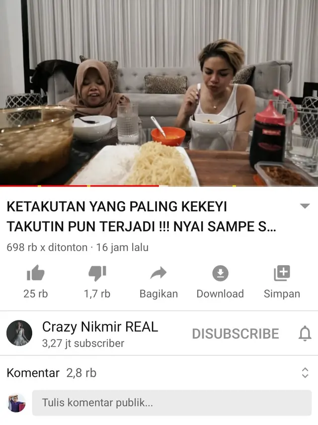 Unggahan Nikita Mirzani. (Foto: YouTube Crazy Nikmir Real)