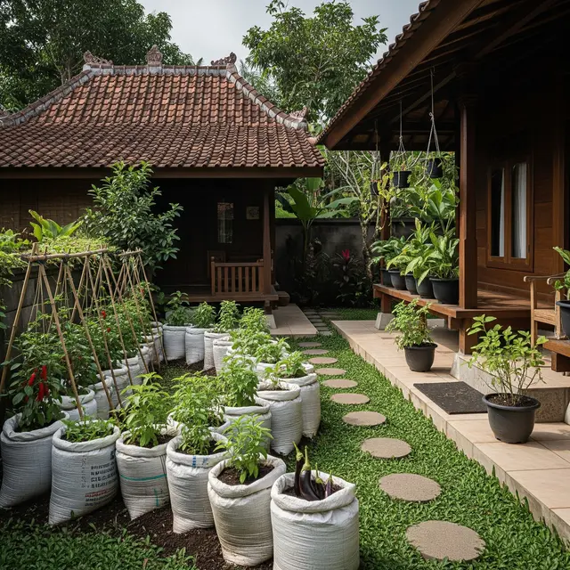 9 Ide Kebun Sayur Sederhana di Samping Rumah Pakai Karung Beras, Praktis dan Hemat Lahan