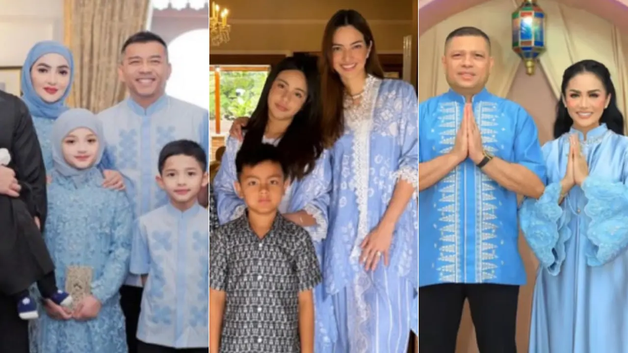 OOTD Publik Figure Tampil dengan Baju Lebaran Biru Prabowo
