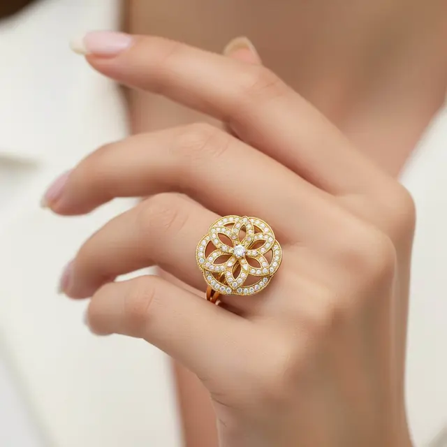Cincin Emas 10 Gram Tabur Zirkon Gaya Glamor