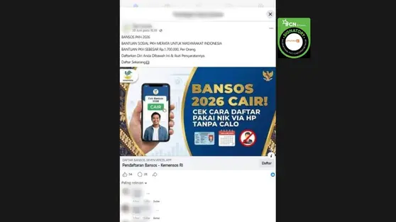 Cek Fakta: Tidak Benar Link Pendaftaran Bansos PKH 2026 Rp 1,7 Juta per Orang