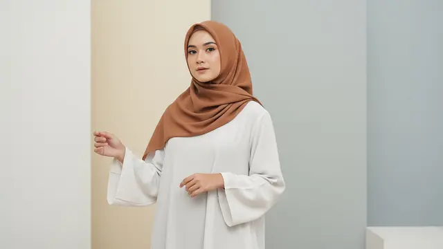 Model Baju Gamis Polos Modern Terbaru dengan Belt Detail