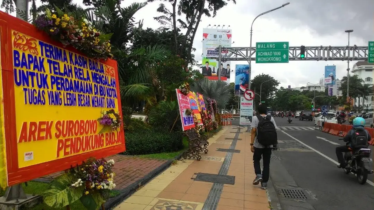 Karangan bunga Ahok Djarot