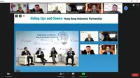 Seminar daring "Riding Ups and Downs: Hong Kong – Indonesia Partnership" yang digelar oleh Perwakilan Indonesia di Hong Kong, pada Selasa (18/8/2020), bekerja sama dengan Belt and Road Office Hong Kong. (Photo credit: Kementerian Luar Negeri RI)