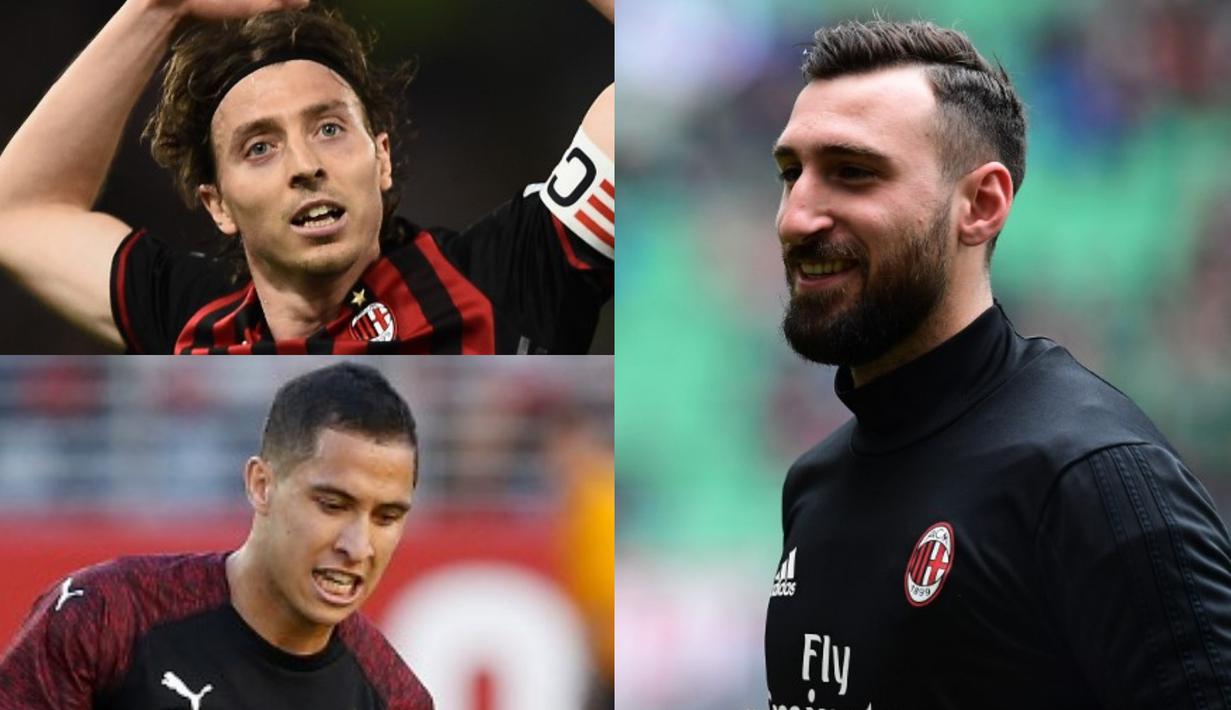 AC Milan diprediksi akan melakukan perombakan yang cukup signifikan musim depan. Nama-nama besar sudah dipastikan angkat kaki dari San Siro demi memperbaiki performa skuat dan neraca keuangan klub. (Kolase Foto AFP)