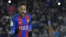 Neymar Junior saat melakukan selebrasi usai mencetak gol ke gawang Athletic Bilbao dalam laga Copa del Rey di Stadion Camp Nou, Barcelona pada 11 Januari 2017. AFP/Lluis Gene)