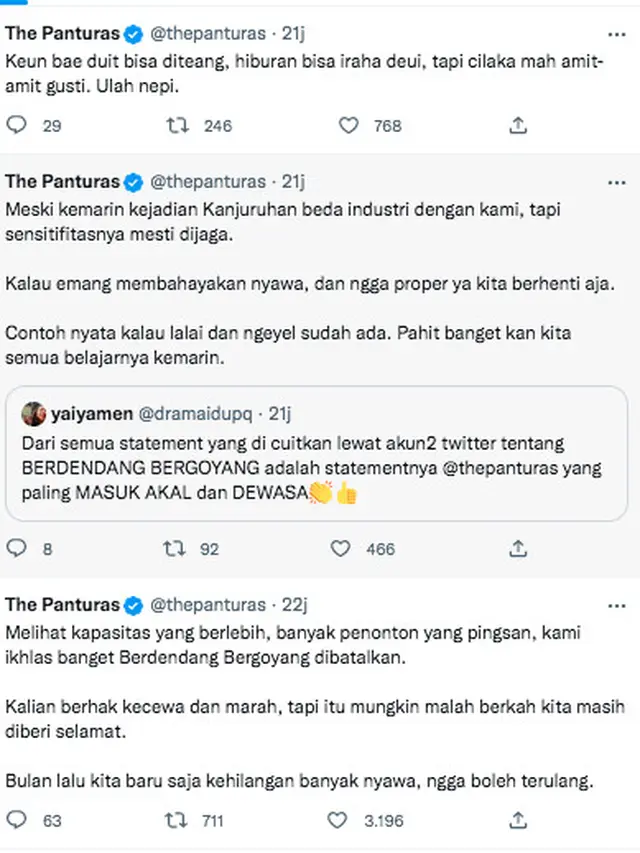 The Panturas Ikhlas Batal Manggung di Berdendang Bergoyang Festival: Kita Baru Saja Kehilangan Banyak Nyawa, Nggak Boleh Terulang
