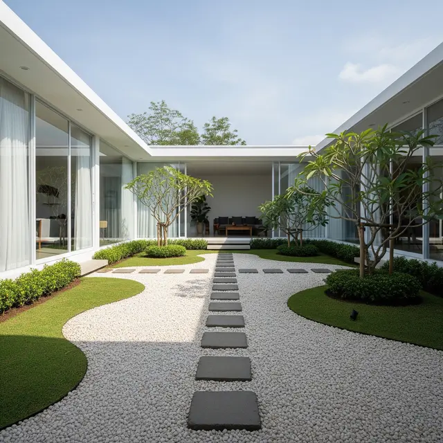 Cara Membuat Gravel Courtyard ala Rumah Eropa (AI Generated)