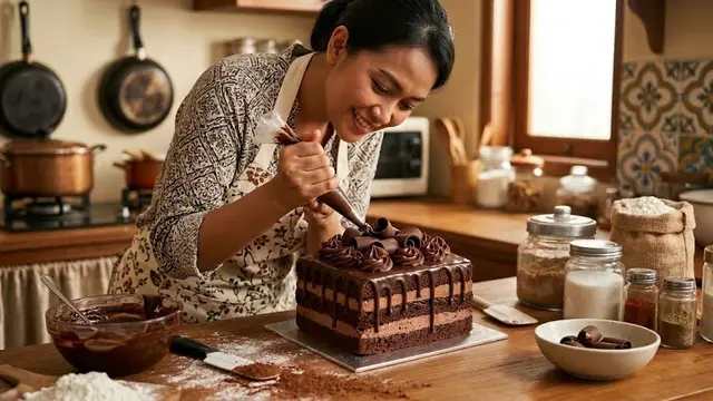 Resep London Layer Cake 3 Lapis/AI Generated