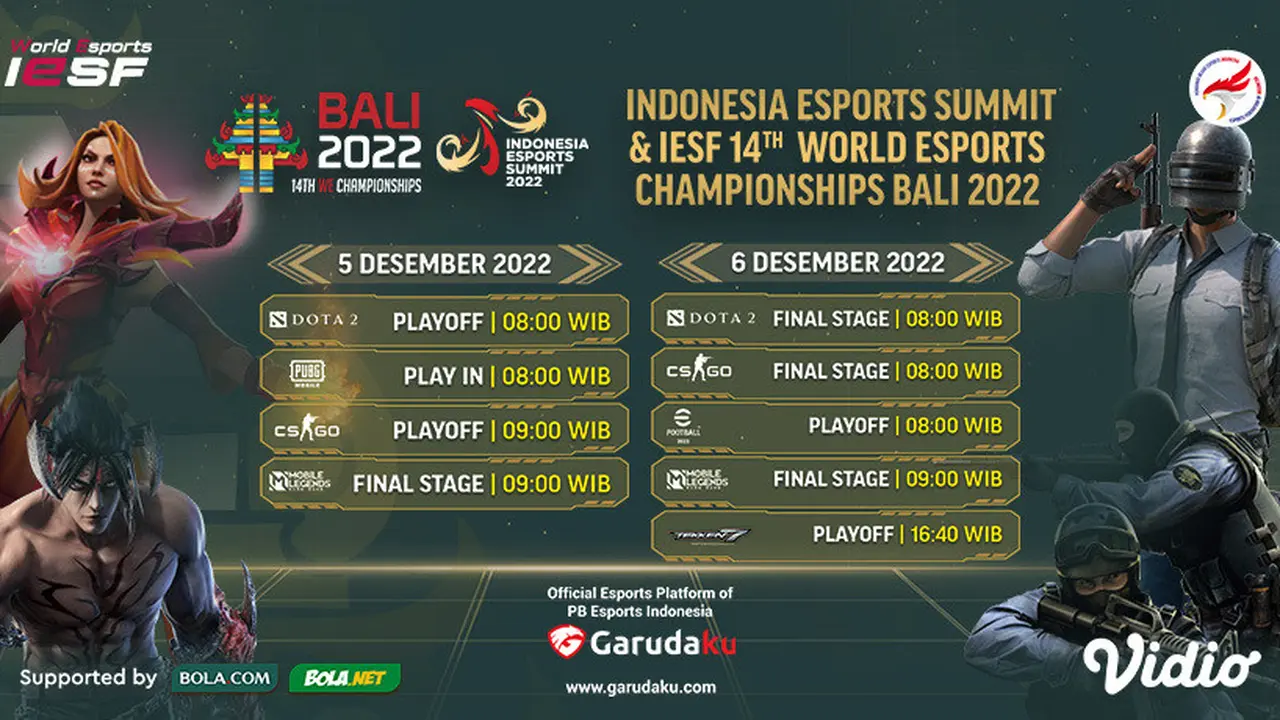 Live Streaming IESF 14th World Esports Championship 2022 di Vidio, 5-6 Desember