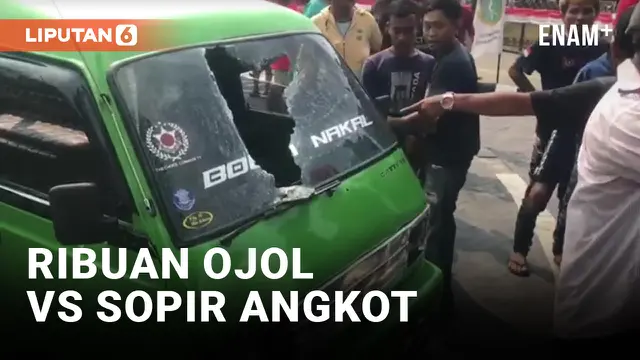 Bentrok Sopir Angkot dan Ojol di Sukabumi