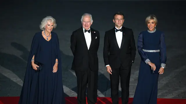 Ratu Camilla, Raja Charles III, Emmanuel Macron, Brigitte Macron