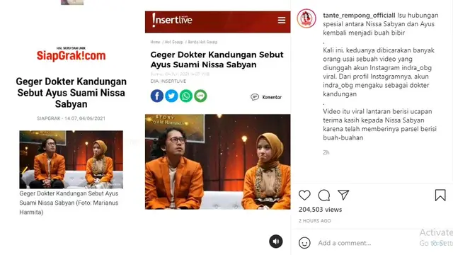 Nissa Sabyan (Foto: Instagram/@tante_rempong_officiall)