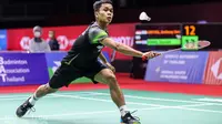 Tunggal putra Indonesia Anthony Sinisuka Ginting beraksi di BWF World Tour Finals. (BWF Limited Acces)