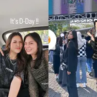 Penyanyi Raisa Andriana turut hadir mengenakan kaos merchandise Suga BTS, dipadukan long pants, dan bucket hat.