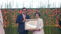 Ketua Dewan Pengarah Badan Riset dan Inovasi Nasional (BRIN) Megawati Soekarnoputri  usai acara Penandatanganan Nota Kesepahaman dan Perjanjian Kerja Sama antara BRIN dengan Kemenkumham. (Istimewa)