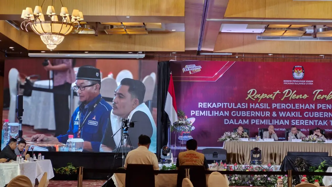 Suasana Rapat Pleno Rekapitulasi Suara Pilgub Sulut pada, Jumat (6/12/2024).