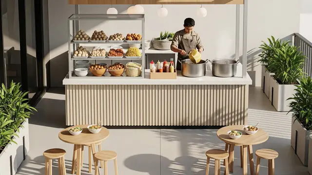 Desain Warung Bakso di Teras Rumah