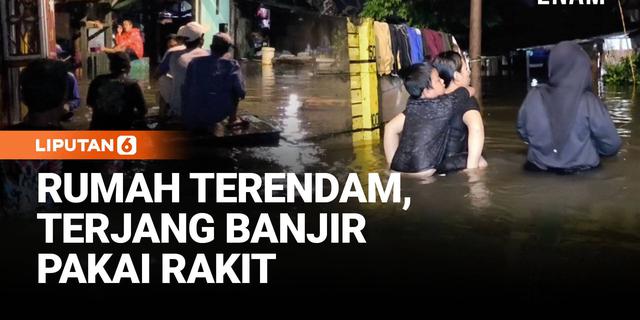 Pakai Rakit, Warga Rawa Terate Jakarta Terobos Banjir
