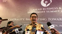 Ketua ASEAN Business Advisory Council (ASEAN-BAC), Arsjad Rasjid dalam ASEAN Business &amp; Investmen Summit, Jakarta, Selasa (5/9/2023). (Tira/Liputan6.com)