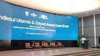 Ketua UMUM PBNU, Yahya Cholil Staquf saat membuka eminar internasional ‘Fostering the Ties between Faith and Ecological Resilience’, di Kampus Terpadu UNU Yogyakarta, Kamis (12/12/2024).(Kukuh Setyono)