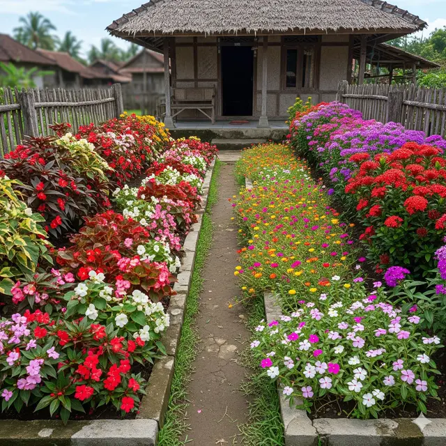 Rumah dengan Konsep Taman Bunga Berkelanjutan (Rotasi Musiman)