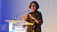 Menteri Keuangan Sri Mulyani Indrawati menyampaikan sambutan pada pembukaan Mandiri Investment Forum (MIF) 2017 di Jakarta, Rabu (8/2). MIF 2017 memperkenalkan peluang investasi sektor riil di Indonesia. (Liputan6.com/Angga Yuniar)