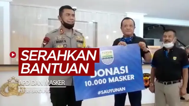 Berita video Persib Bandung menyerahkan bantuan sebanyak 250 APD (Alat Pelindung Diri) dan 10.000 masker kepada Polda Jawa Barat, Kamis (2/7/2020).