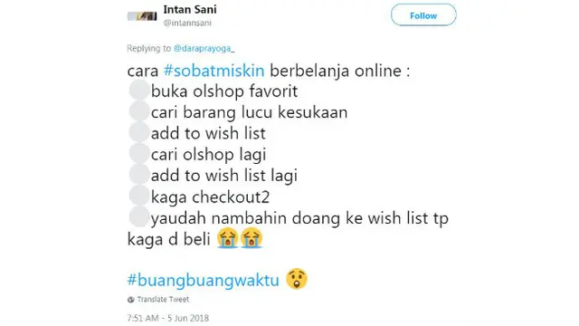 Baru-baru ini para netizen membagikan cuitan mereka tentang cara sobat miskin belanja online.