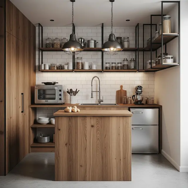Dapur Minimalis 2x2 Meter Rumah Type 36 dengan Kombinasi Wood & White
