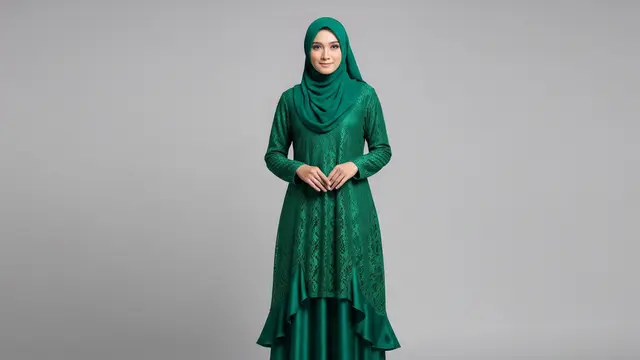Gamis Brokat Emerald Maxi Longgar