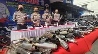 Jaga Kekhusyukan Ibadah Ramadhan, Polda Riau Sita Ratusan Knalpot Bising