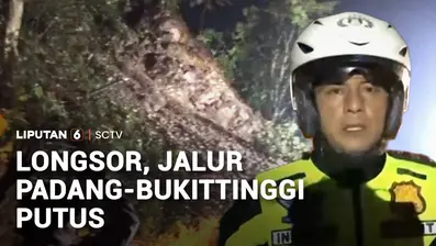 Hujan deras yang mengguyur Kabupaten Tanah Datar, Sumatra Barat, memicu terjadinya longsor di perbukitan kawasan Lembah Anai. Petugas pun harus menggunakan water canon saat membersihkan material longsor berupa batu-batu besar.