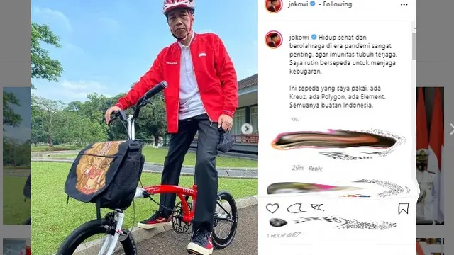 Presiden Jokowi memamerkan koleksi sepedanya melalui akun instagramnya.