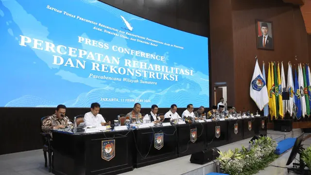 Menteri Dalam Negeri (Mendagri) Tito Karnavian dalam Konferensi Pers Percepatan Rehabilitasi dan Rekonstruksi di Jakarta, Rabu (11/2/2026). (Istimewa)