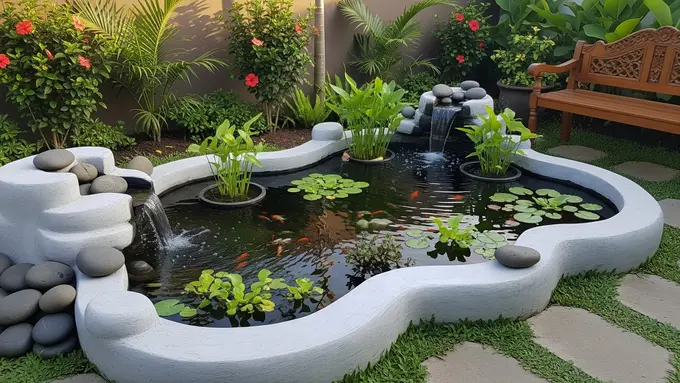 Desain Kolam Ikan Mini dari Bak Semen yang Kuat dan Tahan Lama/Ilustrasi AI