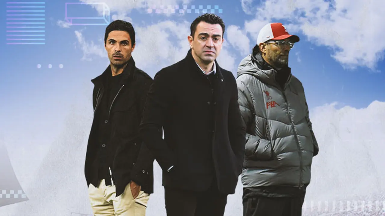 Ilustrasi - Mikel Arteta, Xavi, Jurgen Klopp