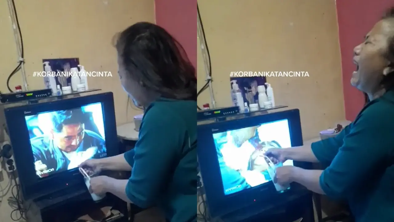 seorang ibu menyodorkan segelas susu demi menyelamatkan peran Andin dalam sinetron Ikatan Cinta