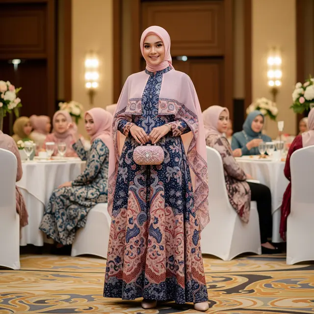 9 Model Gamis Batik untuk Perkumpulan Wanita