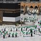 6 Foto Ibadah Haji 2021 di Masa Pandemi Covid-19, Ketat Terapkan Protokol Kesehatan (sumber: Fayez Nureldine/AFP)