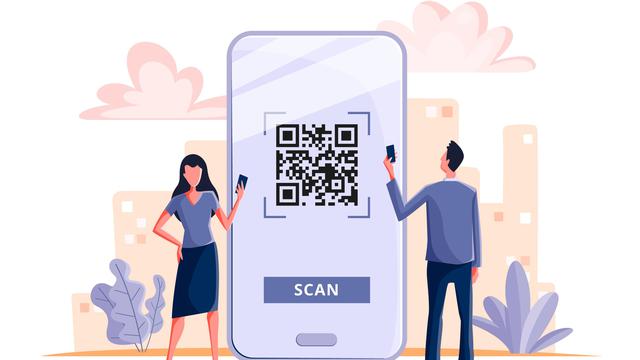 Ilustrasi barcode, kode QR