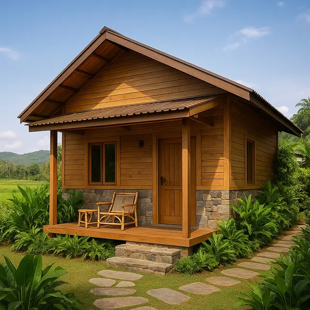 Ide Rumah Kayu Sederhana nan Cantik di Kampung
