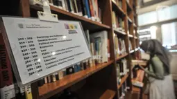 Pengunjung membaca buku di perpustakaan Baca Di Tebet, Tebet, Jakarta Selatan, Minggu (29/5/2022). Perpustakaan Baca Di Tebet yang didirikan pada Februari lalu menjadi alternatif bagi warga yang membutuhkan ruang literasi dan diskusi dengan suasana nyaman sekaligus meningkatkan minat baca bagi generasi milenial yang dilengkapi sekitar 25.000 buku. (merdeka.com/Iqbal S Nugroho)