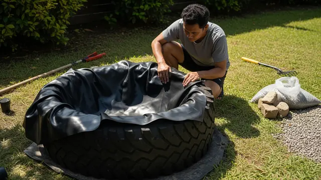 Cara Membuat Kolam Mini dari Ban Bekas/AI Generated