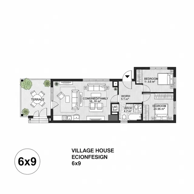 12 Gambar Denah Rumah Sederhana Ukuran 6x9 di Kampung, Hemat Lahan dan