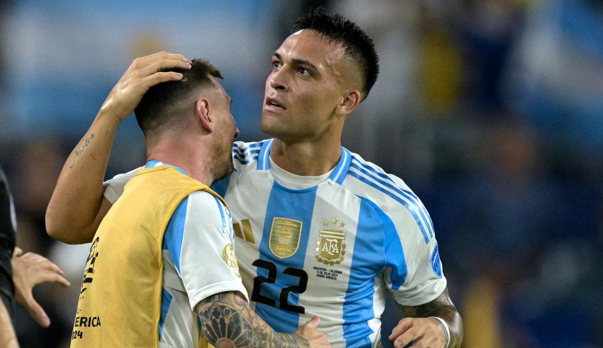 Pada gelaran Copa America 2024, Lautaro Martinez berhasil meraih trofi top skor. (JUAN MABROMATA/AFP)