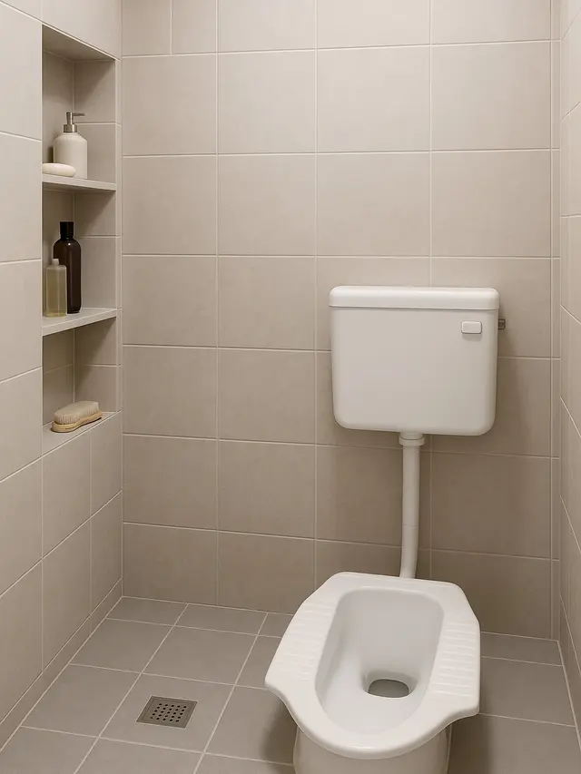 Model Kamar Mandi WC Jongkok dengan Flush Gaya Minimalis