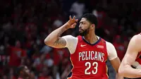 Selebrasi Anthony Davis saat Pelicans kalahkan Blazers di gim keempat play-off NBA (AP)