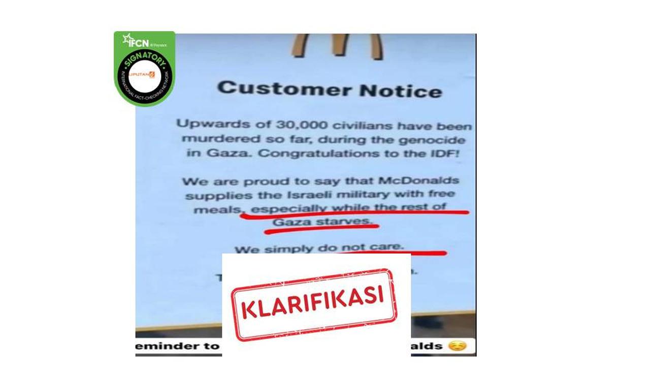 Cek fakta poster pengumuman pelanggan McDonalds